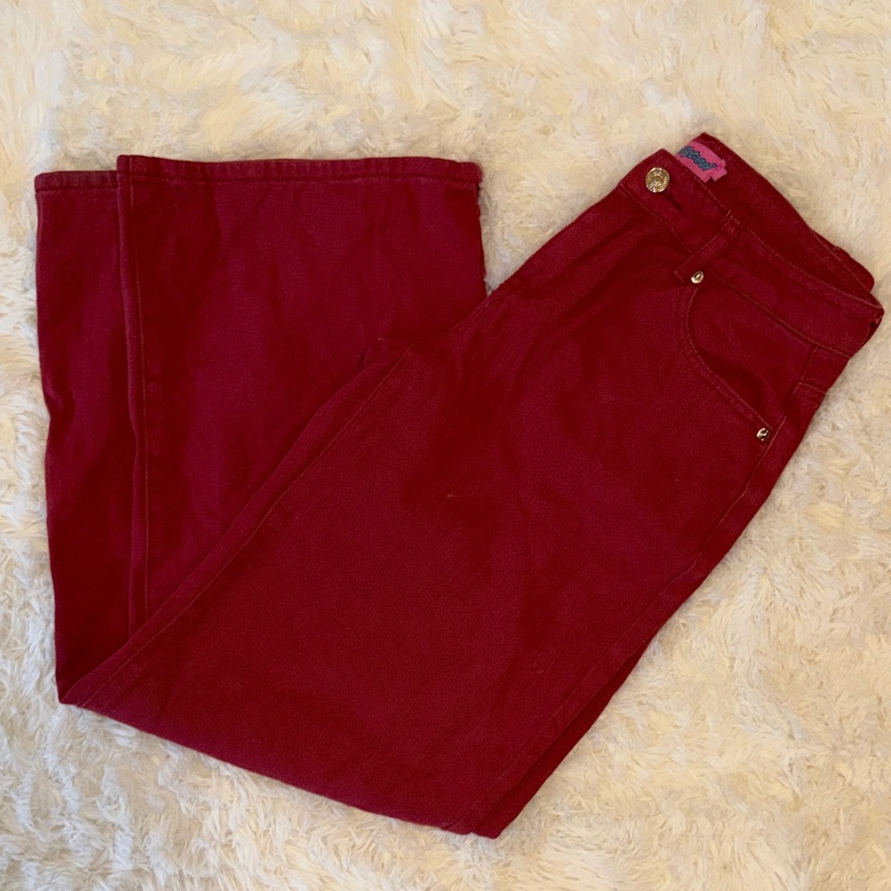 Edikted Women's Straight Leg Jeans in Deep Red